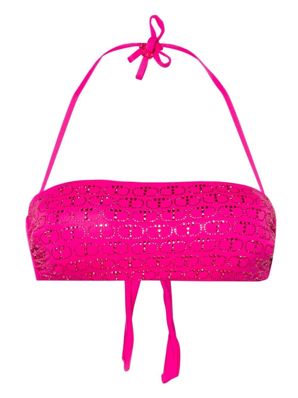 Twinset Monogram Bandeau Bikini Top In Pink