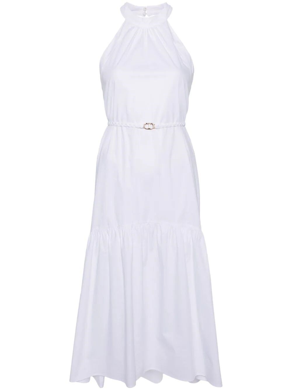 Shop Twinset American-neck Long Dress With Belt In White