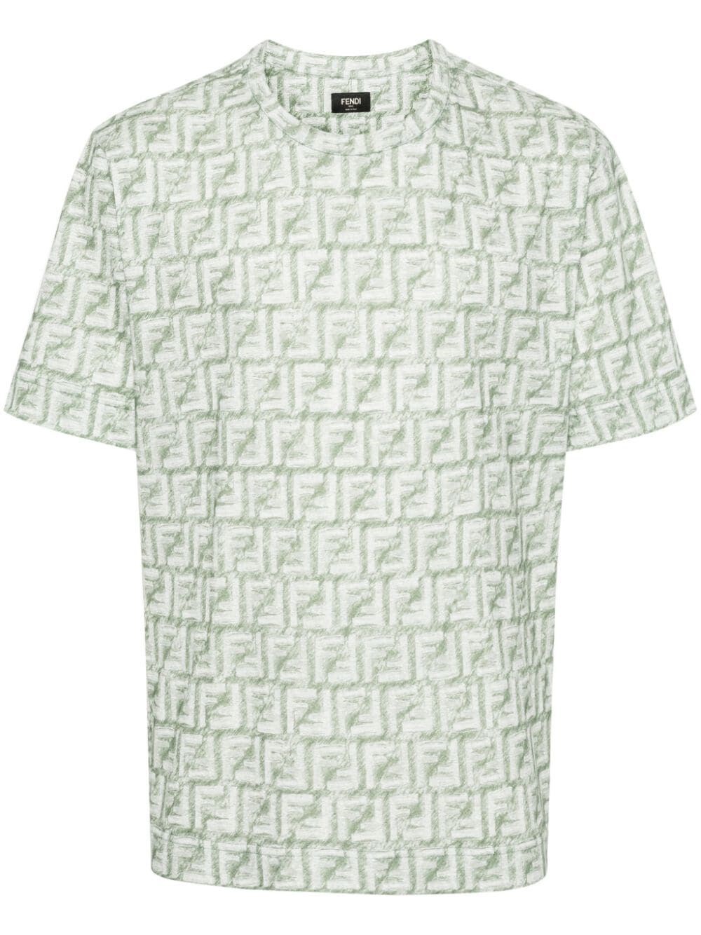Shop Fendi `fringed Print Ff` T-shirt In Green