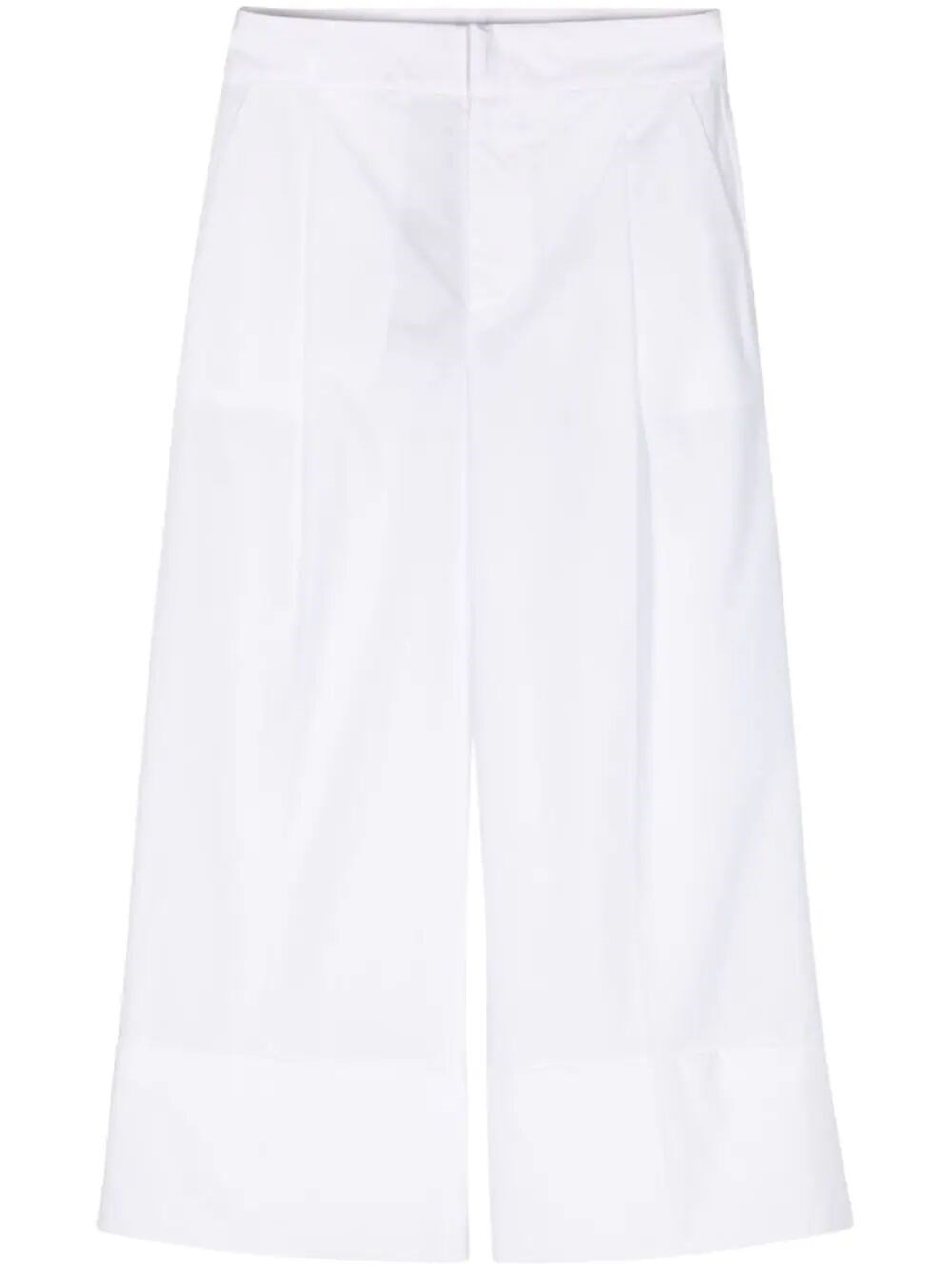 Twinset Cropped Wide Leg Trousers In White