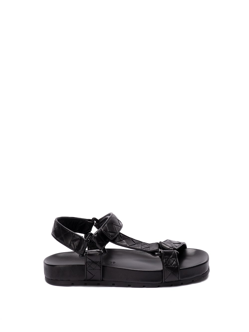 Shop Bottega Veneta `trip` Flat Sandals In Black