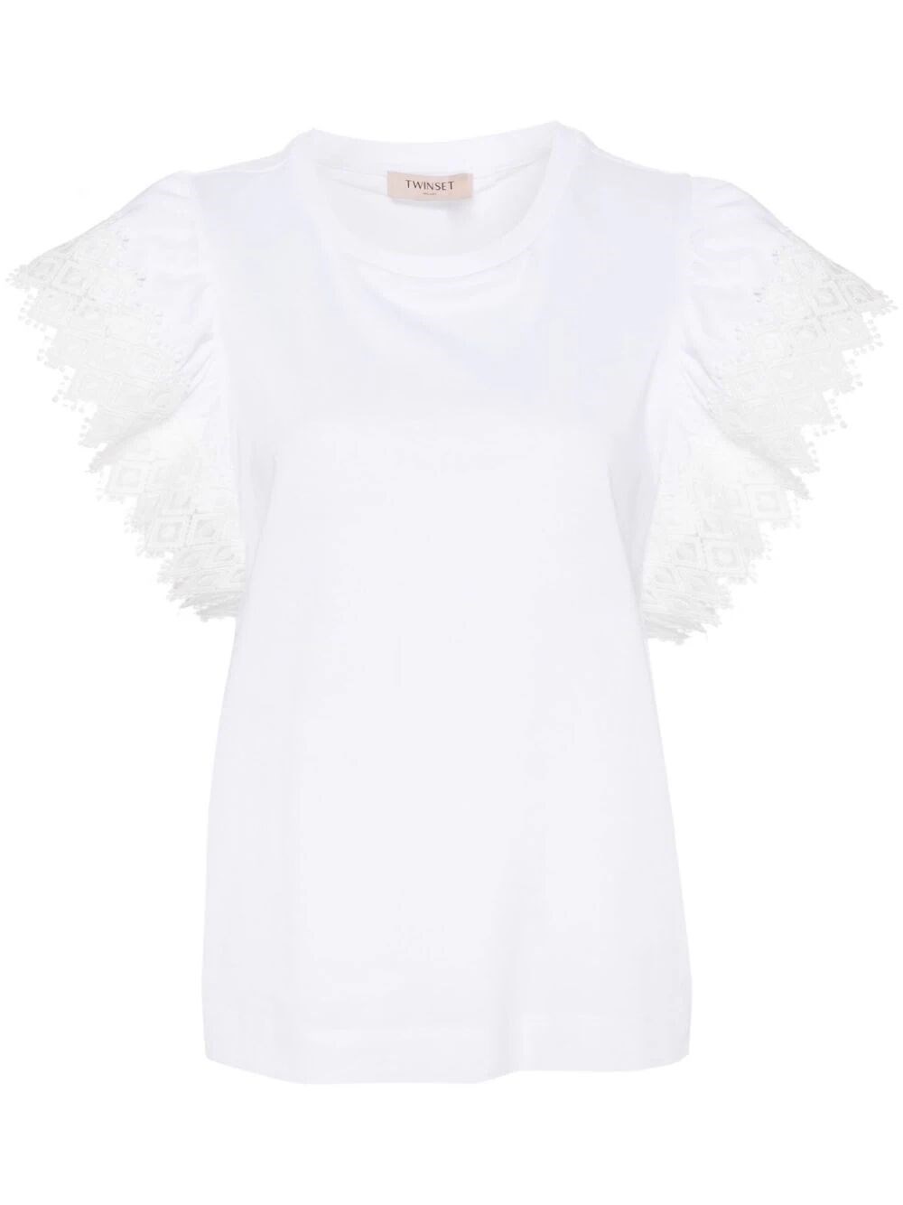 Shop Twinset Embroidered Sleeves T-shirt In White