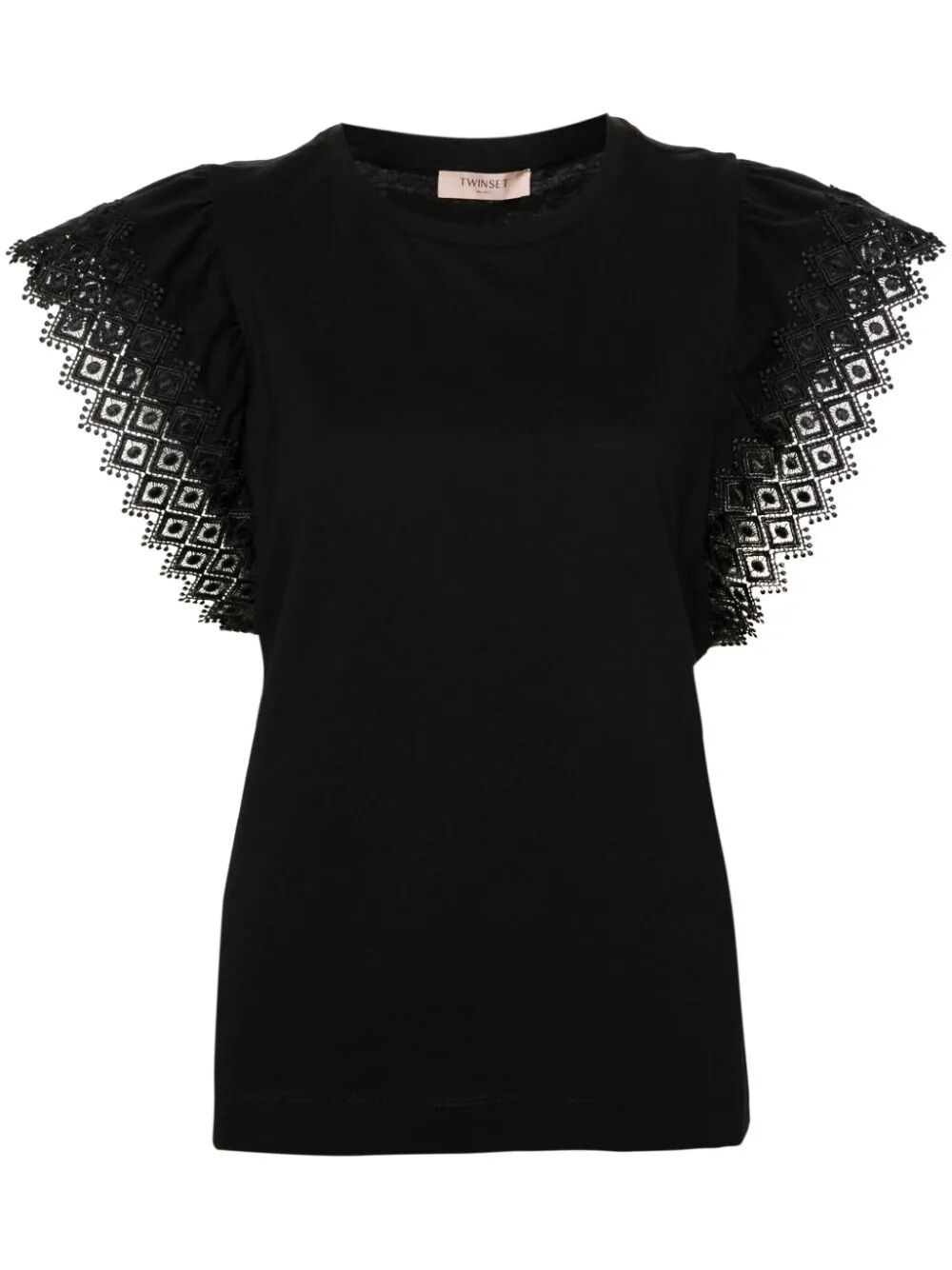 Shop Twinset Embroidered Sleeves T-shirt In Black  