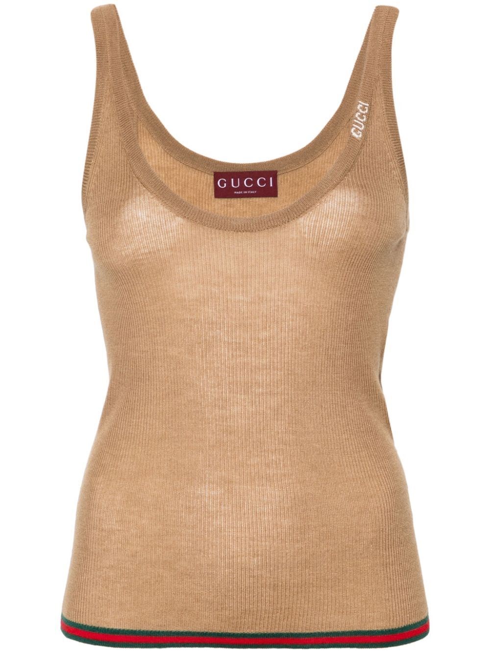 Shop Gucci `front Row Vip` Tank Top In Brown