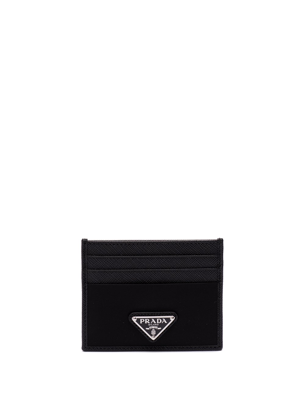 Prada Re-nylon And Saffiano Leather Cards Holder In Black