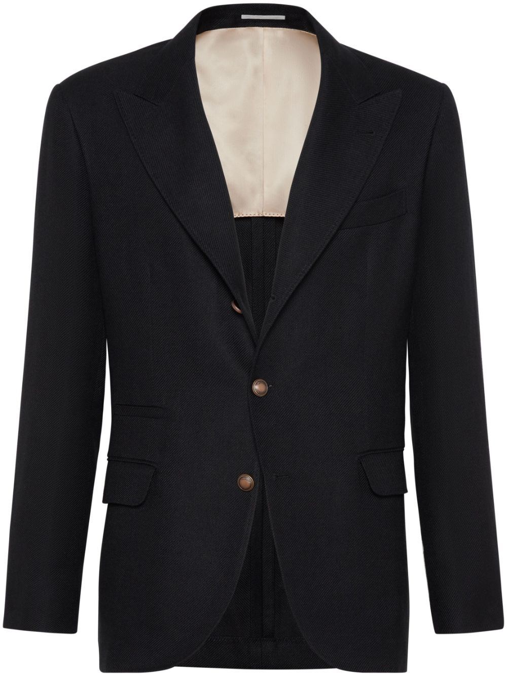 Shop Brunello Cucinelli Blazer With Large Peak Lapels And Metal Buttons In Black  