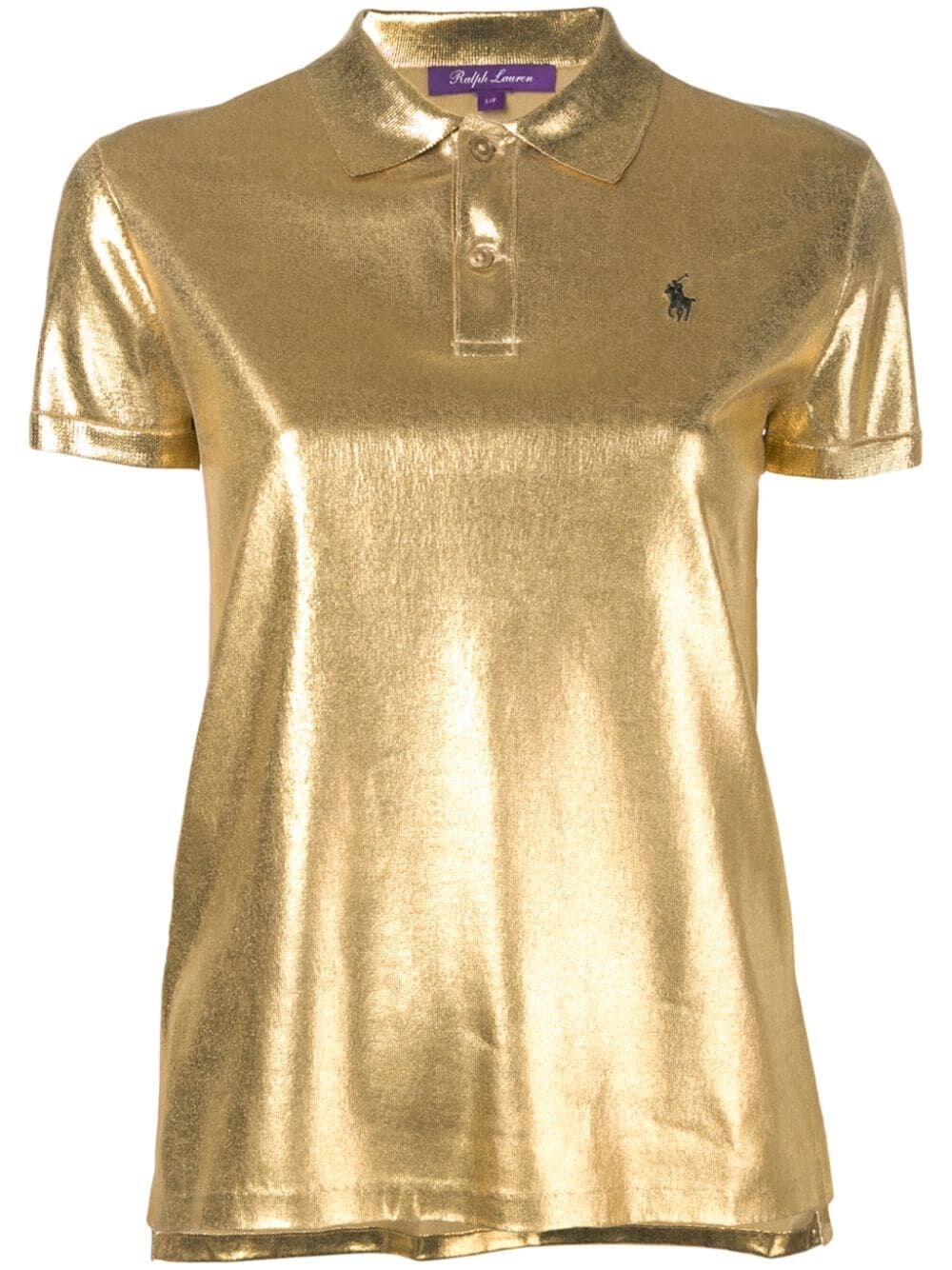 Shop Ralph Lauren Short Sleeve Polo Shirt In Metallic