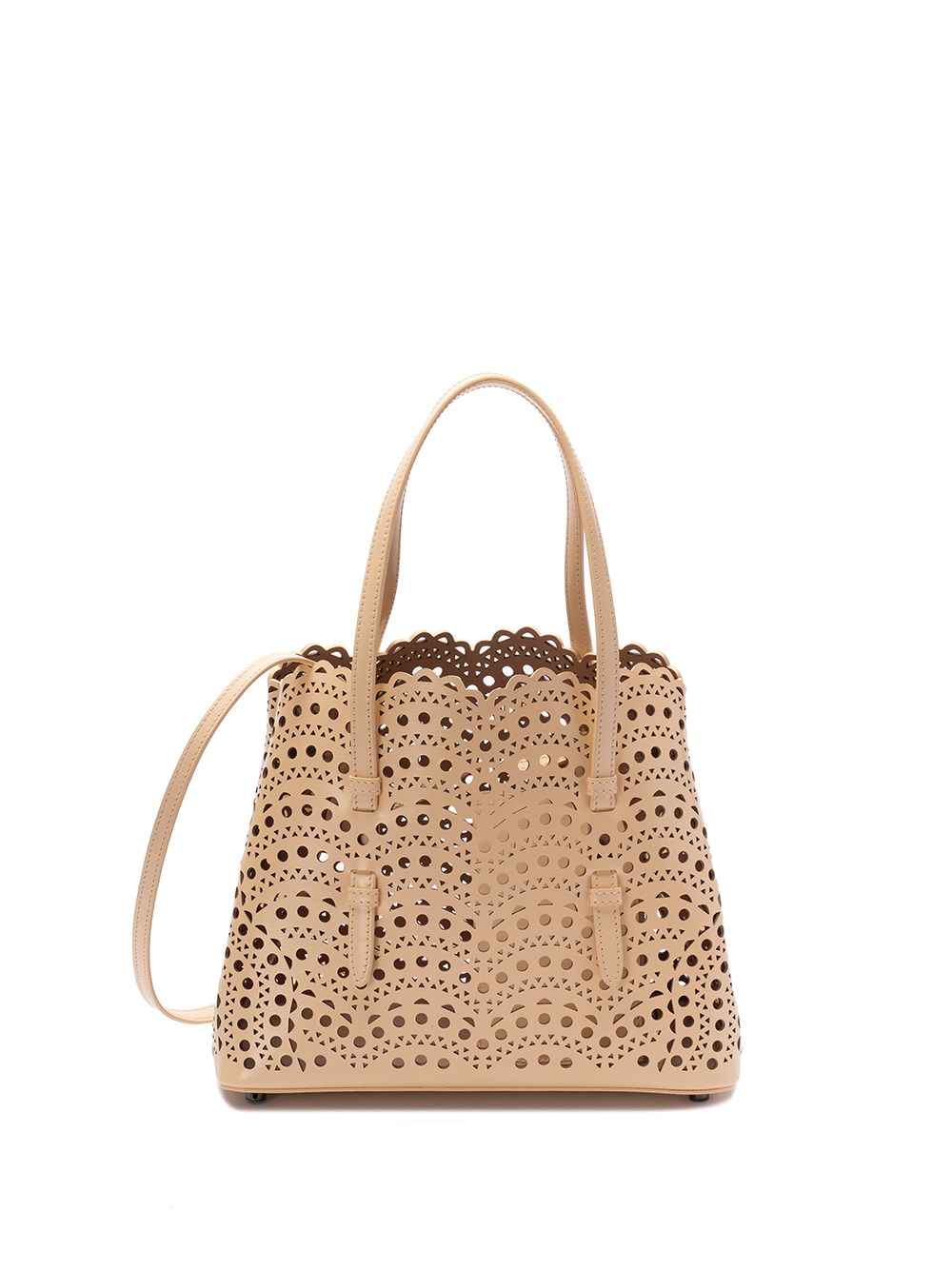 Shop Alaïa `mina 25` Medium Tote Bag In Beige