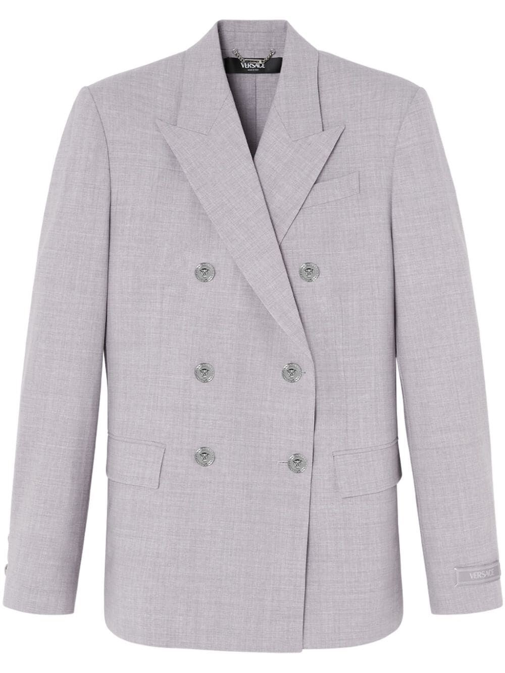 Shop Versace Tailored Jacket In Gray