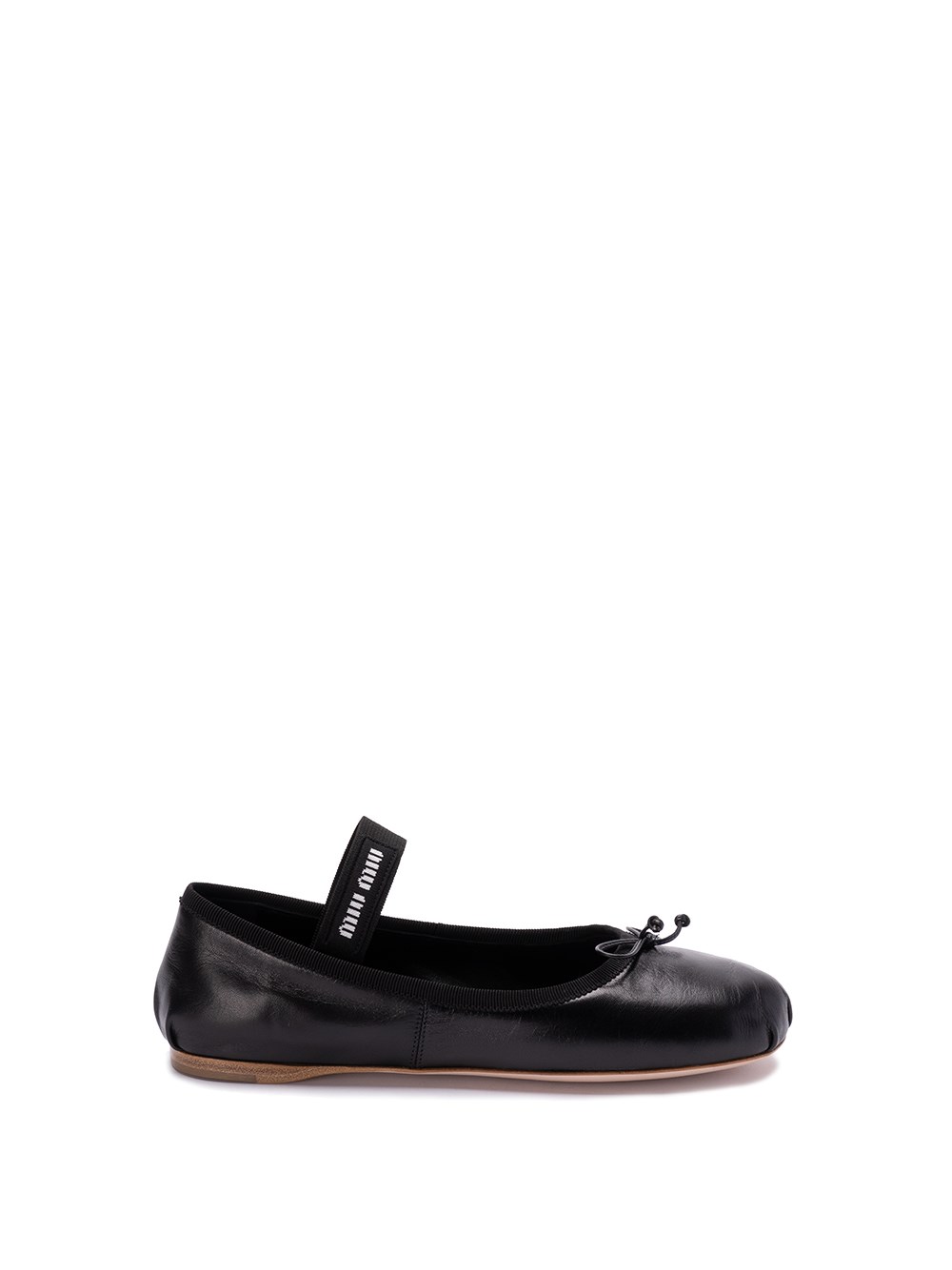 Shop Miu Miu Leather Ballerinas In Black