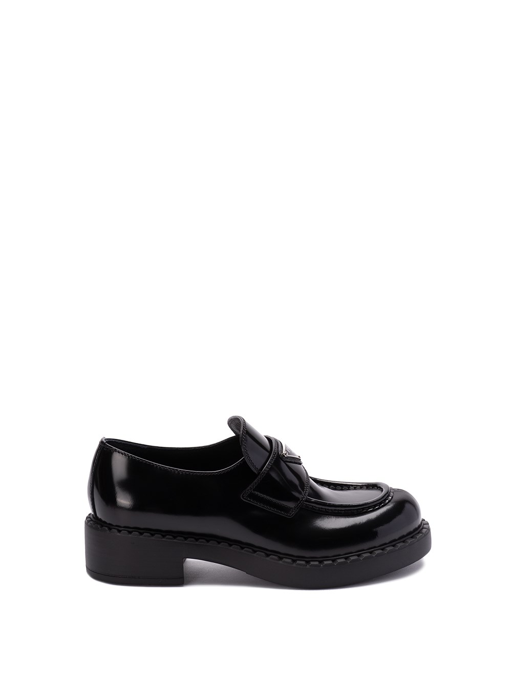 Shop Prada `chocolate` Brushed Leather Loafers In Black  