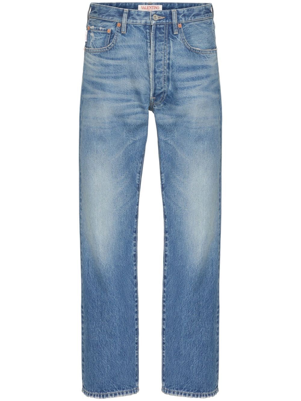 Shop Valentino `v Detail` Jeans In Blue