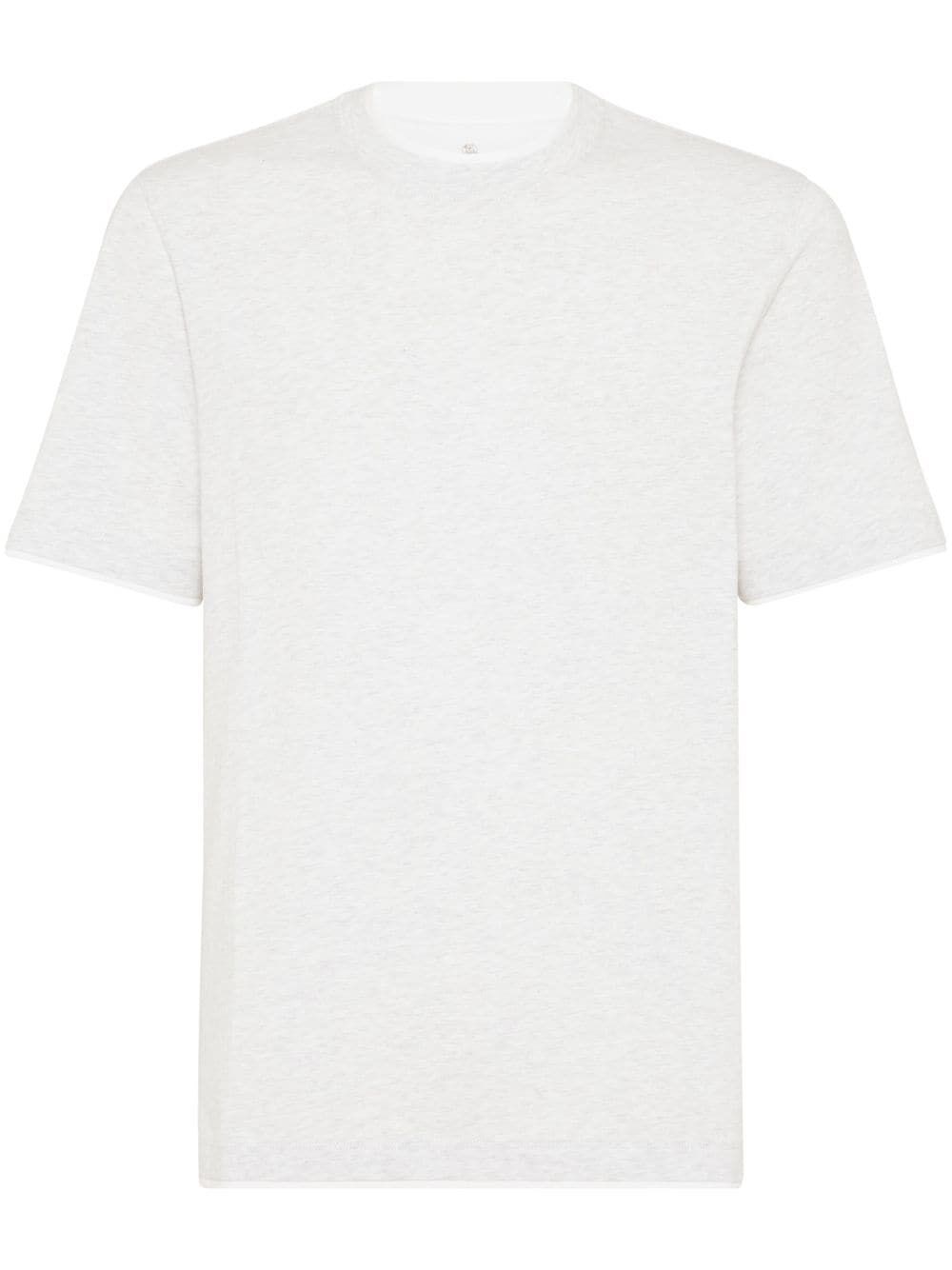 Shop Brunello Cucinelli Crew-neck T-shirt With Faux-layering In Gray