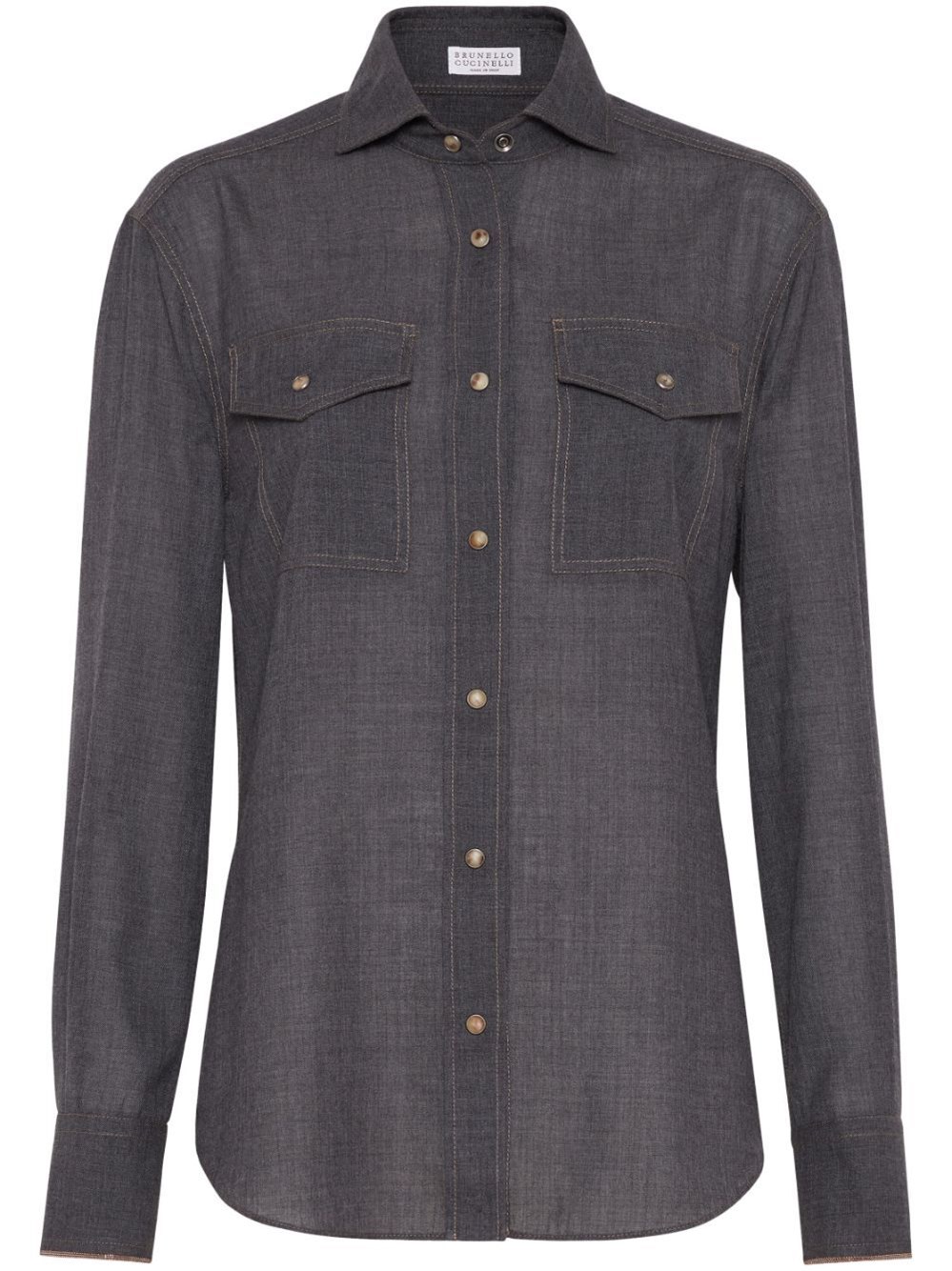 Brunello Cucinelli Long Sleeve Shirt In Gray