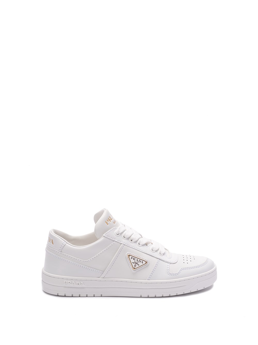 Shop Prada `downtown` Leather Sneakers In White