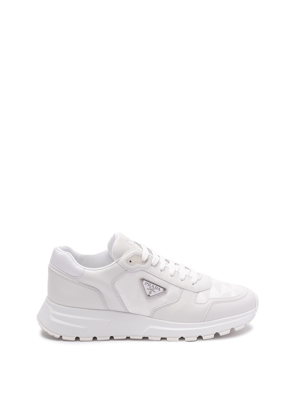 Prada Leather And `re-nylon` Sneakers In White
