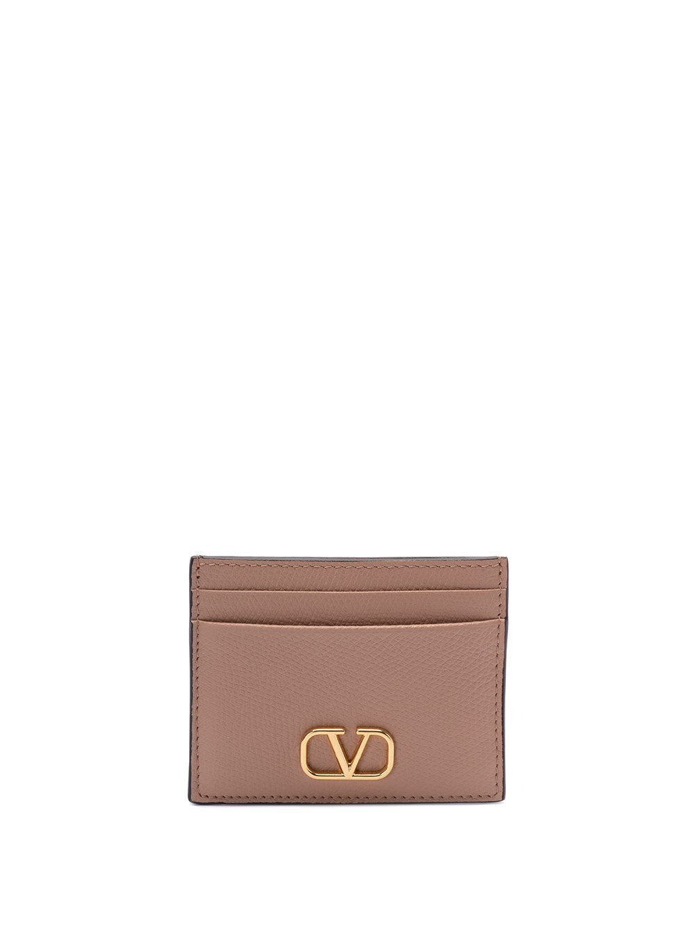 Shop Valentino `vlogo Signature` Card Holder In Beige