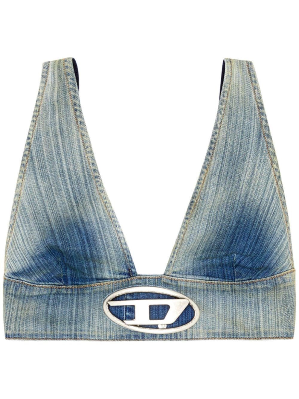 DIESEL `DE-ELLY-S` DENIM CROP TOP 