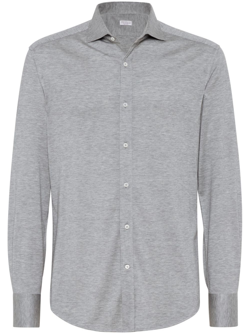 Shop Brunello Cucinelli Shirt With Spread Collar In Gray