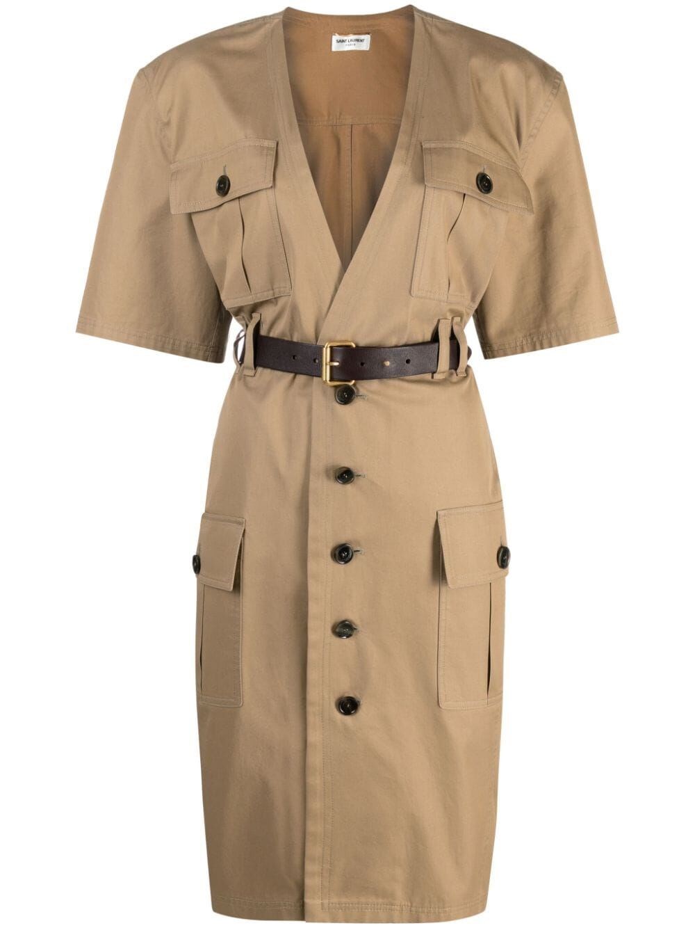 Shop Saint Laurent Mini Dress In Beige