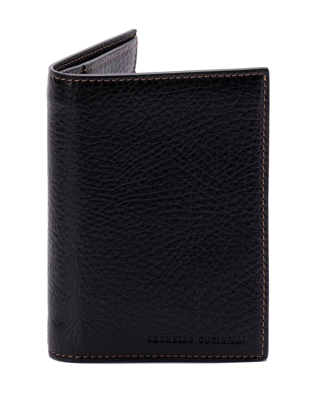 Brunello Cucinelli Black Bi-fold Cardholder In Leather Men In Black