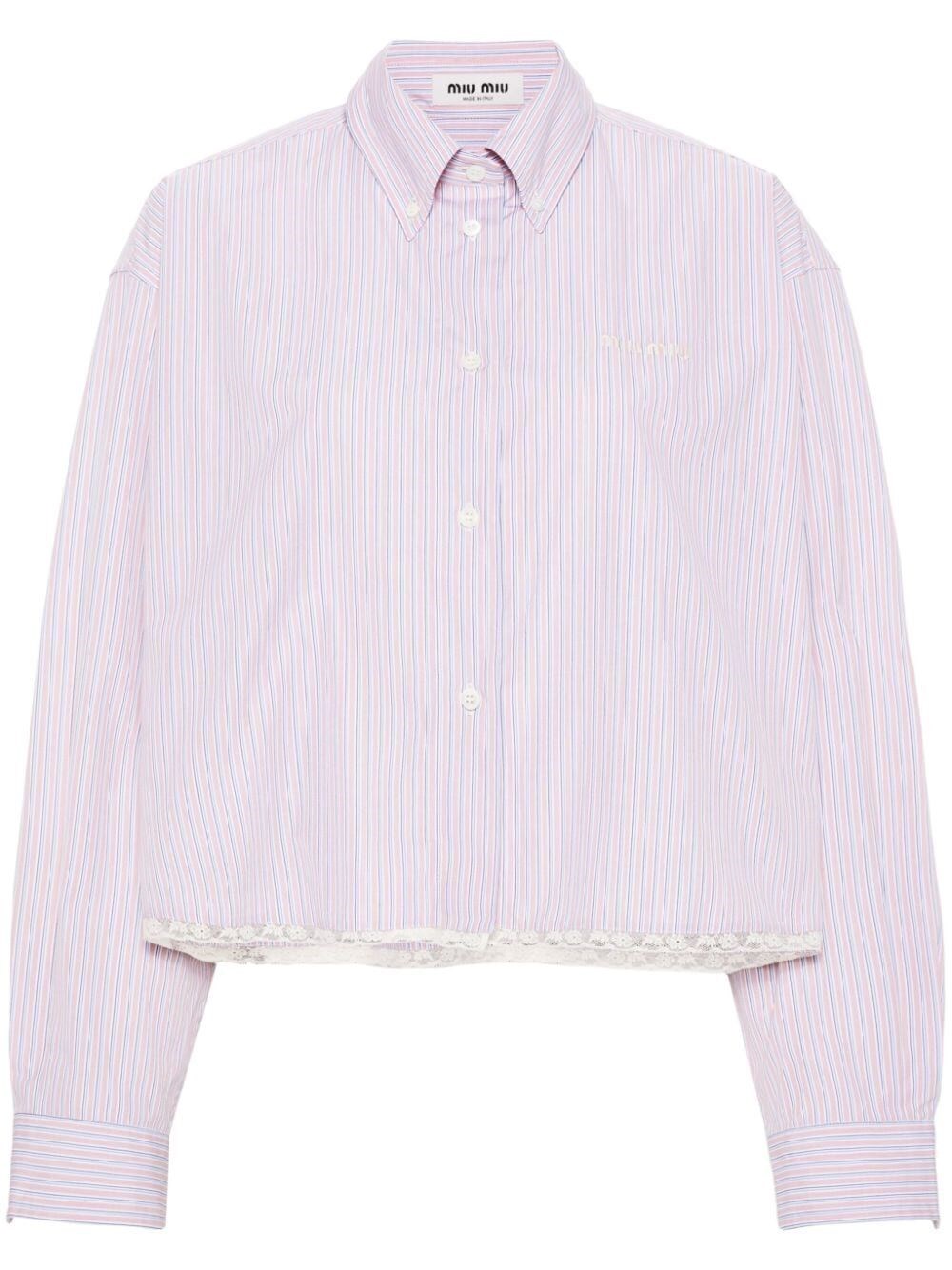 Miu Miu Cropped Shirt In Neutral