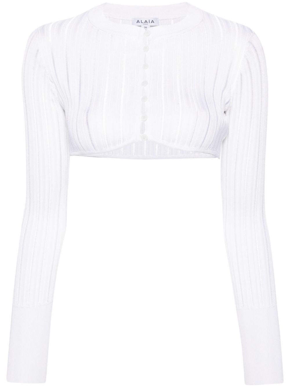 Shop Alaïa Cardigan In White