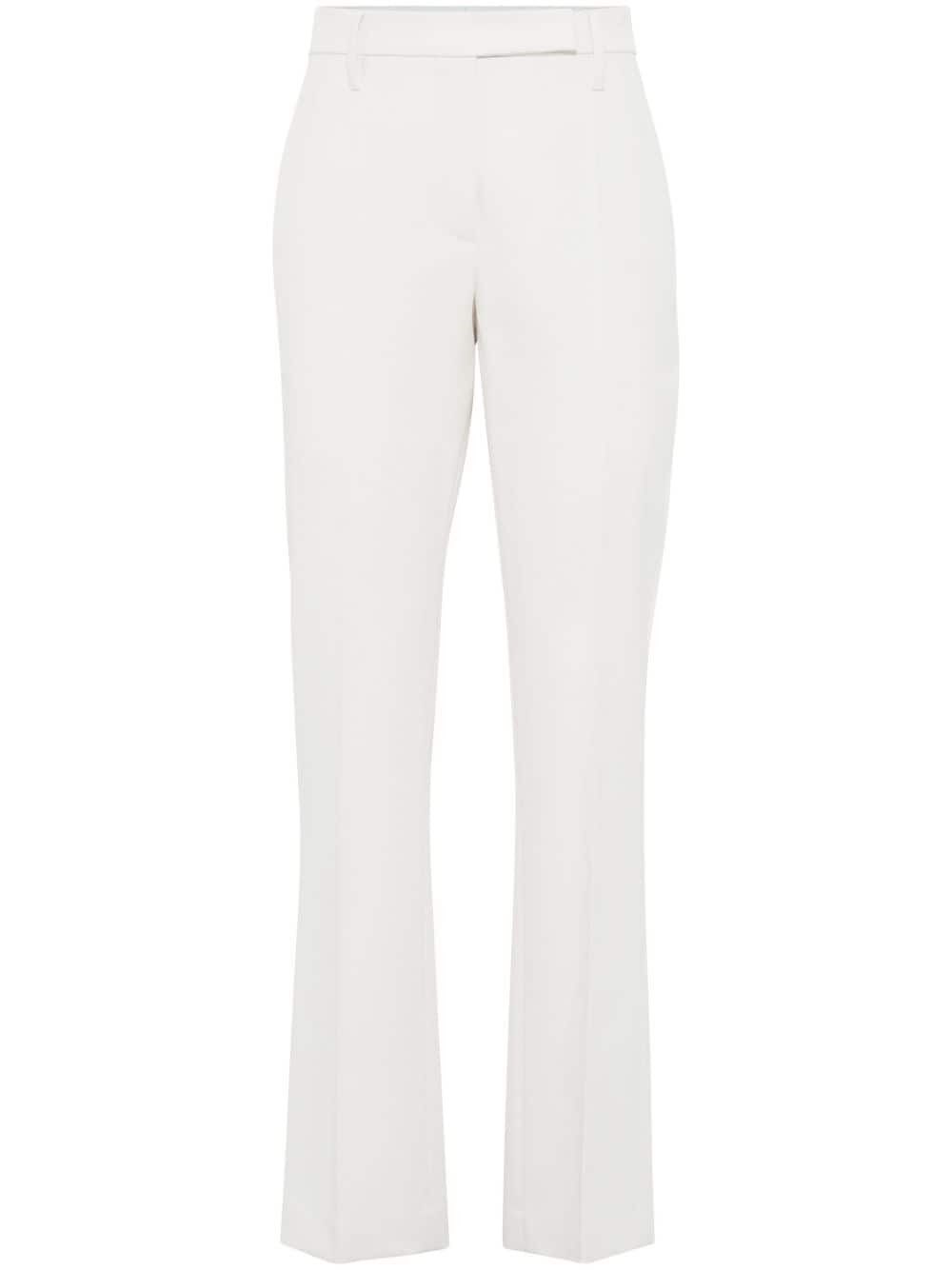 Brunello Cucinelli Women's Stretch Cotton Cover Cigarette Trousers With Monili In White