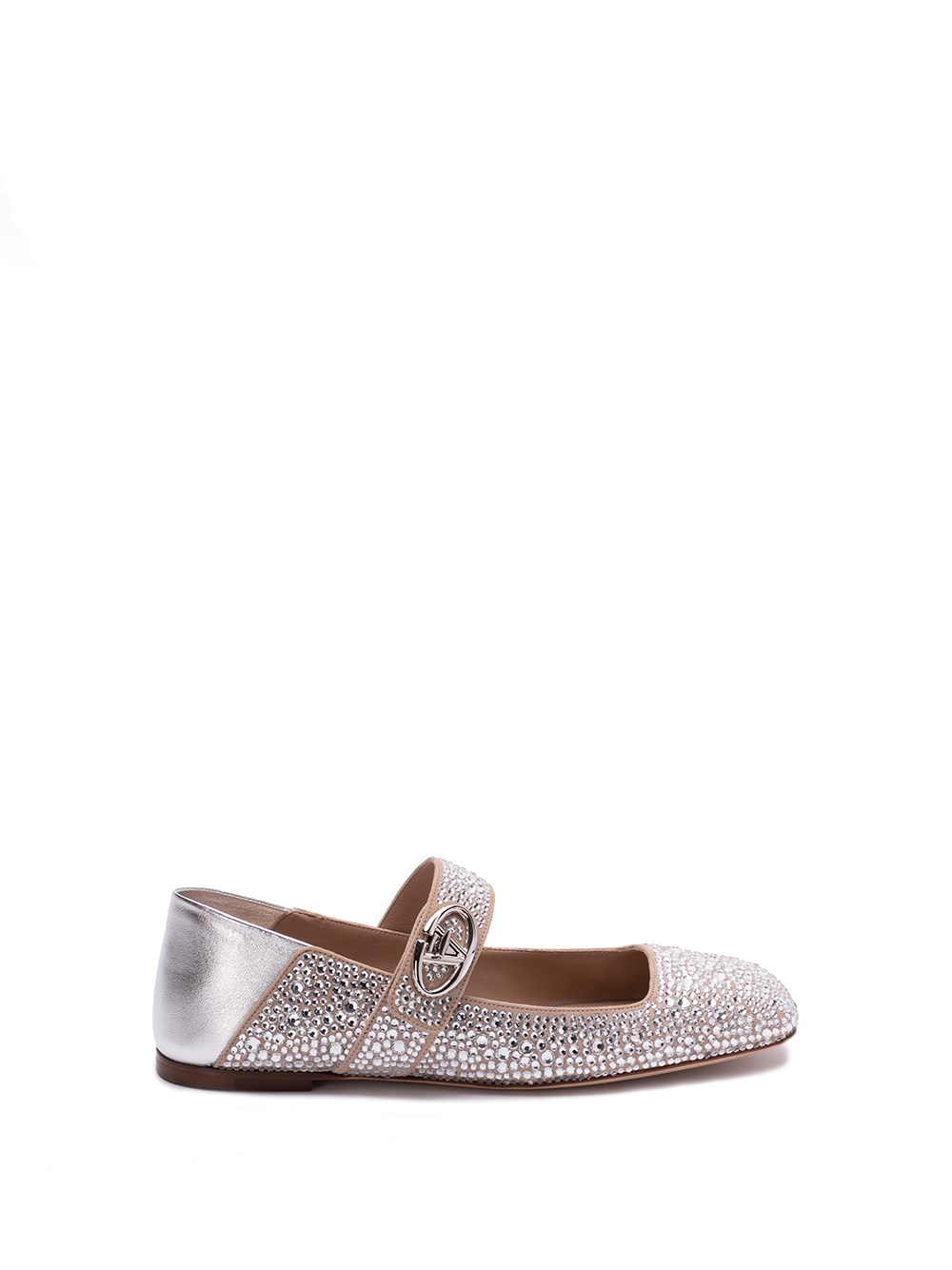 Valentino Garavani `vlogo Locker` Ballerinas In Metallic