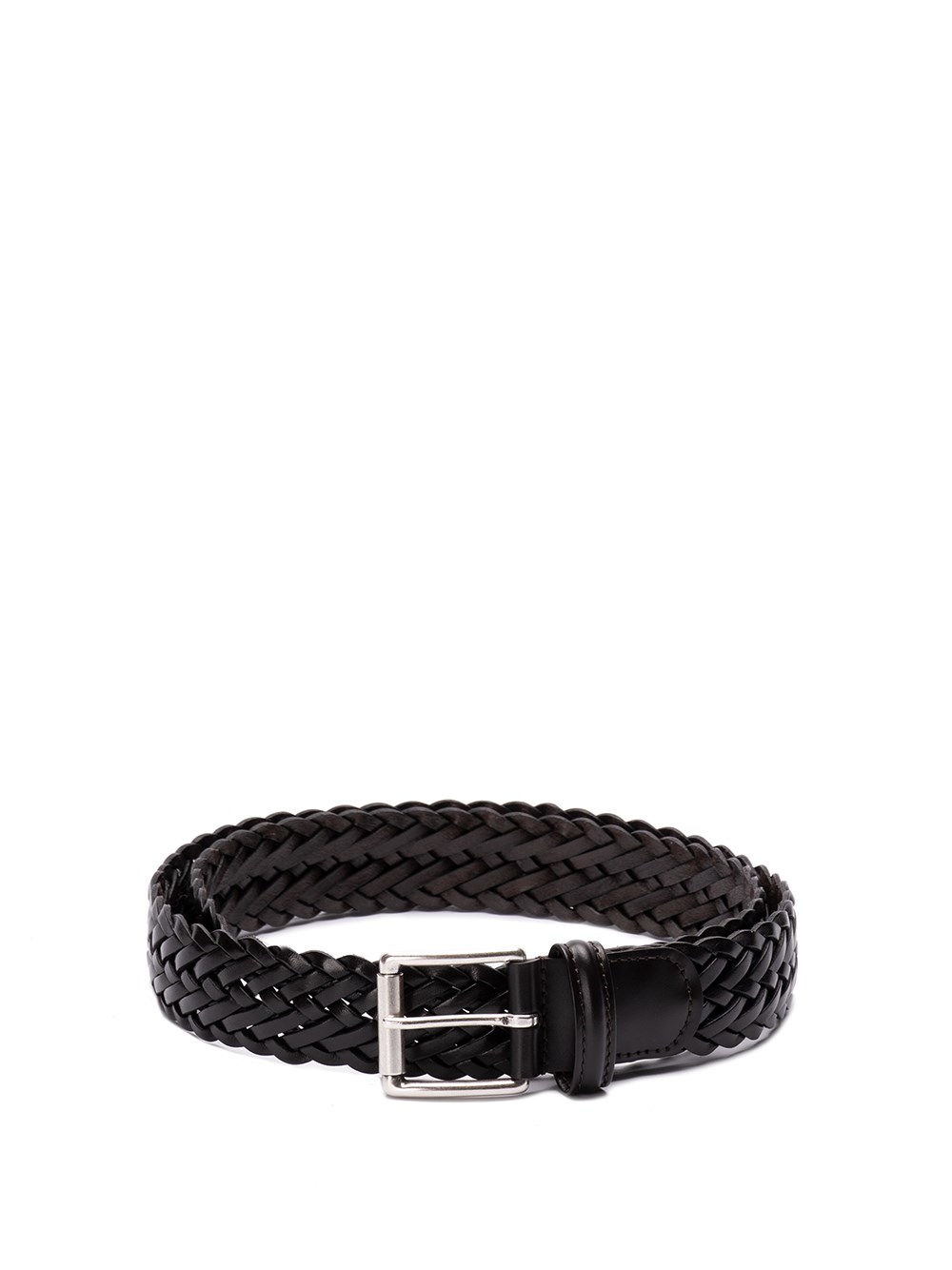 Shop Anderson's Woven Leather Casual Belt In Brown