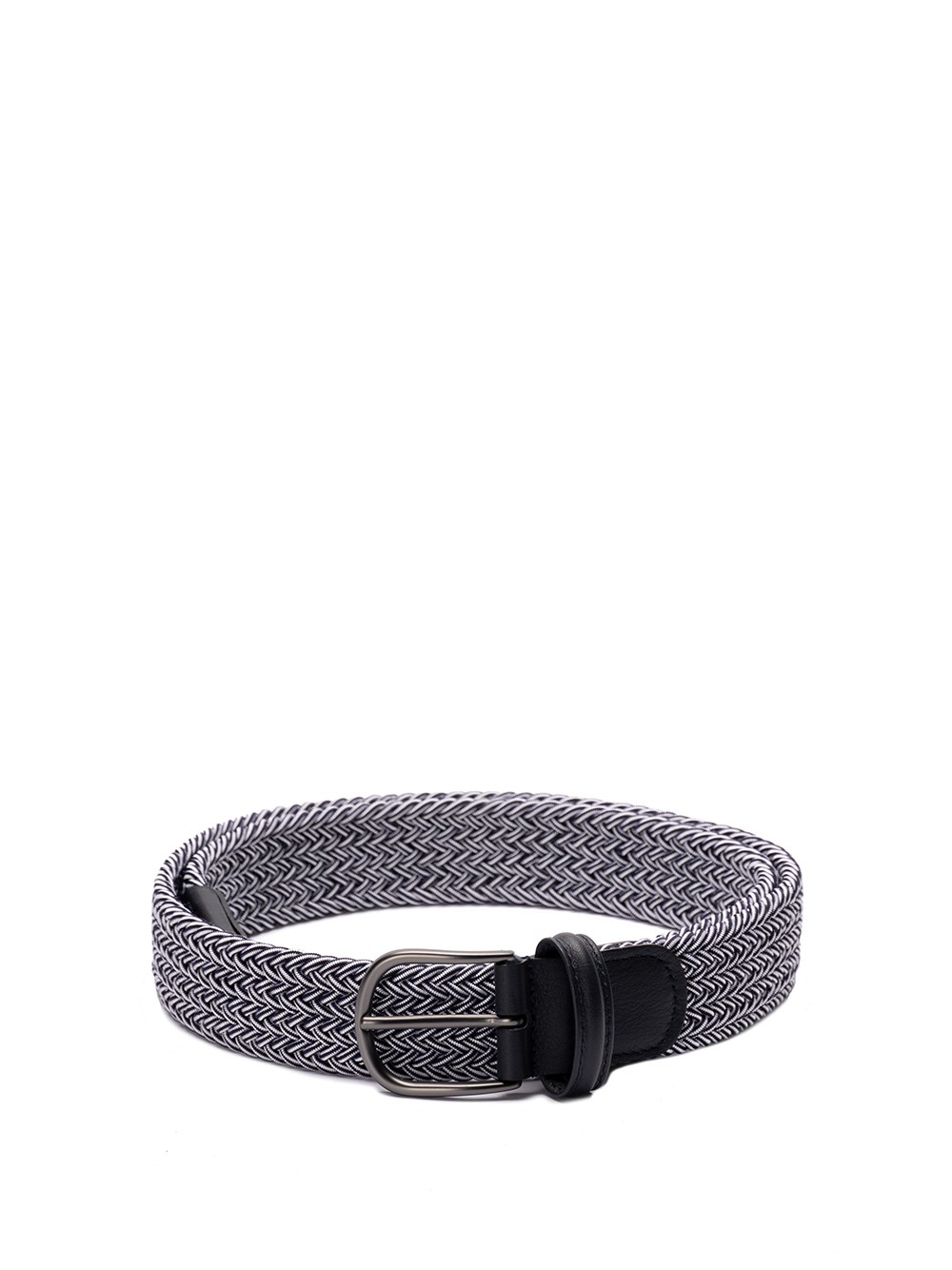 Anderson's Two-tone Elastic Woven Belt With Nappa Trim In Multi