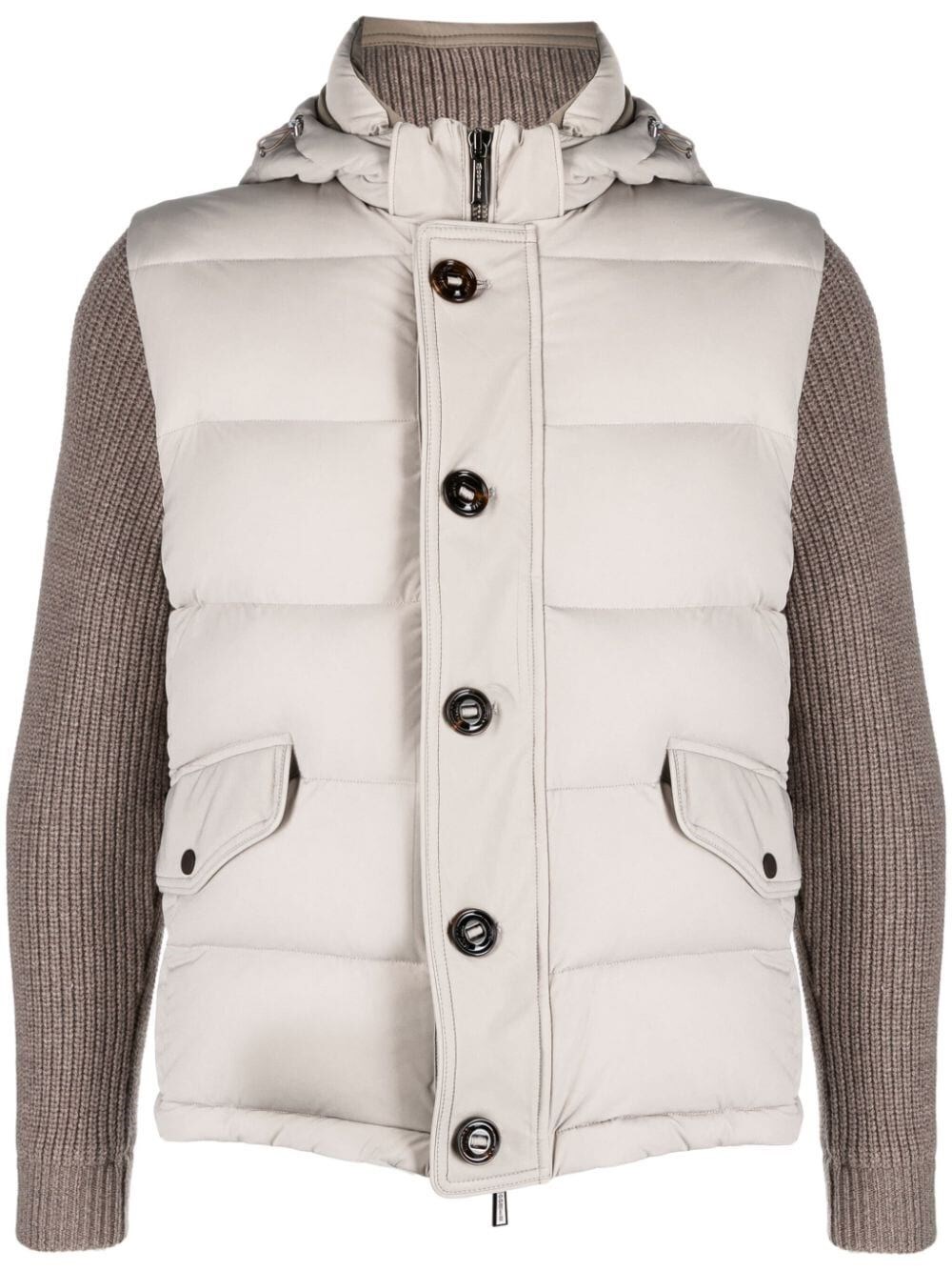 Moorer Contrast-sleeve Padded Jacket In Gray