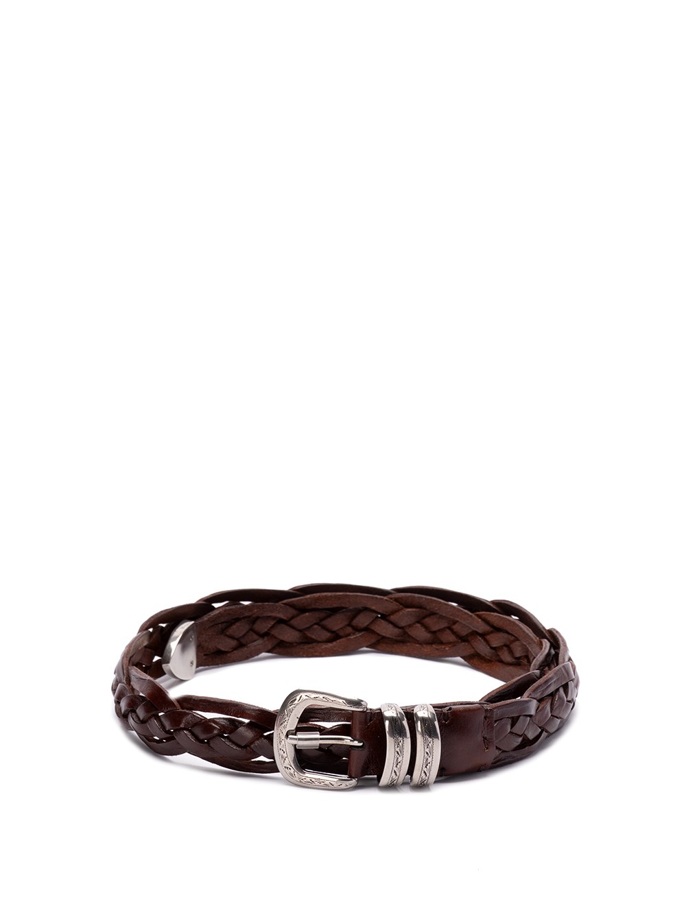 Shop Brunello Cucinelli Braided Belt With Detailed Buckle And Tip In Brown