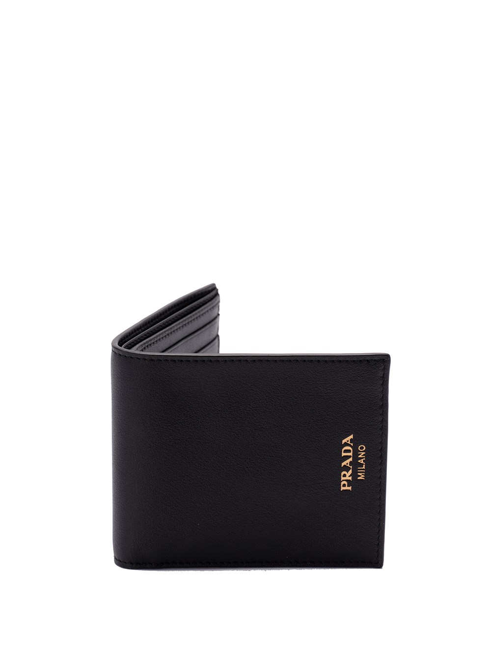 Shop Prada Leather Wallet In Black  