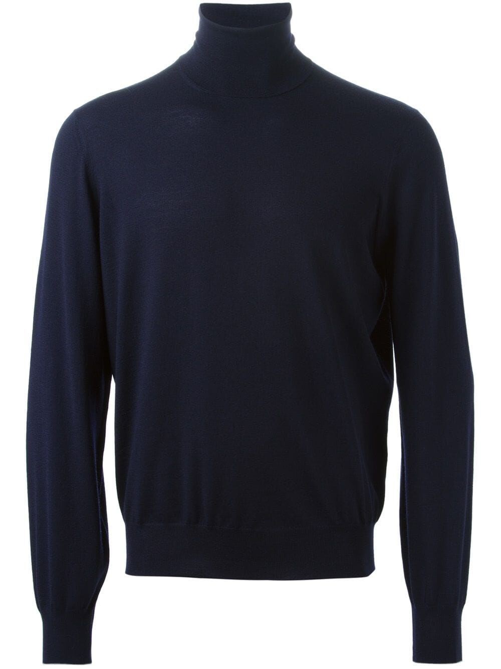 Brunello Cucinelli Knit Turtleneck Sweater Ribbed Cuffs In Blue