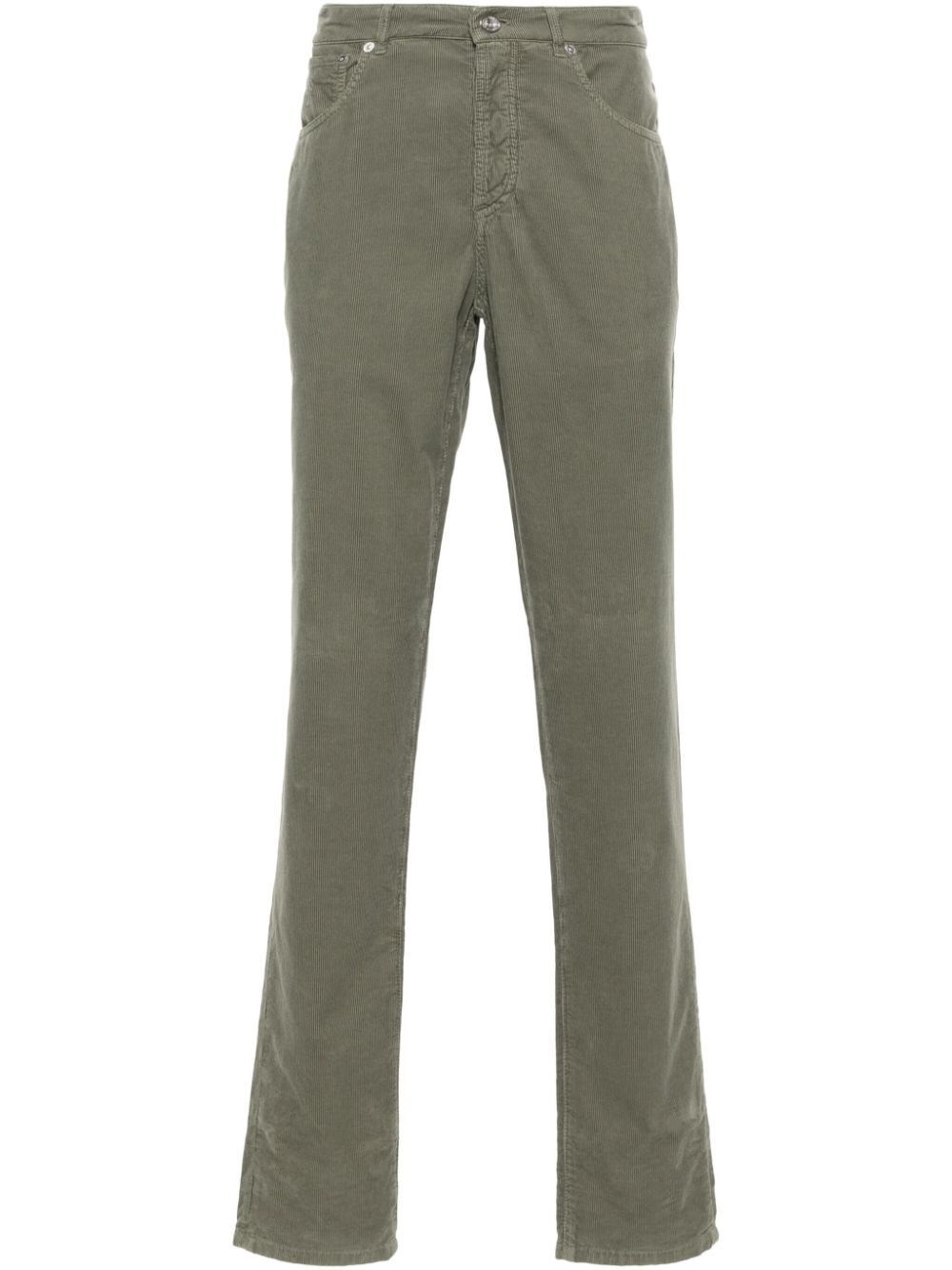 Shop Brunello Cucinelli Corduroy Pants In Green