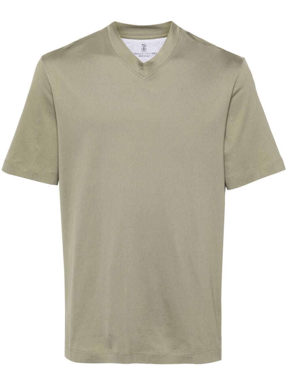 Shop Brunello Cucinelli V-neck T-shirt In Green