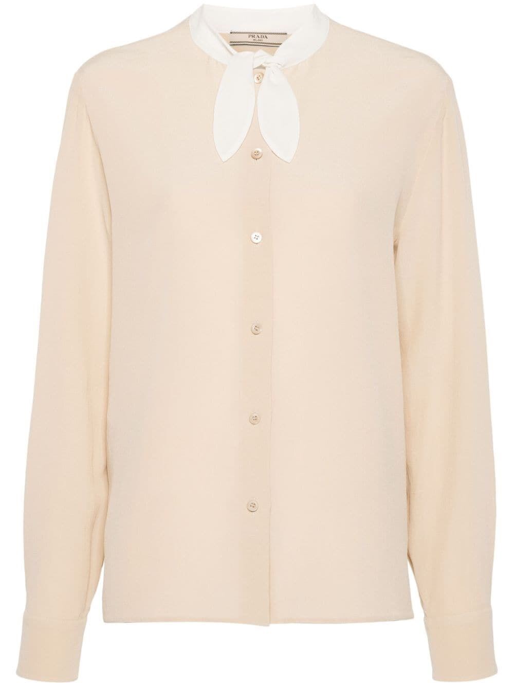 Shop Prada Silk Shirt In Beige