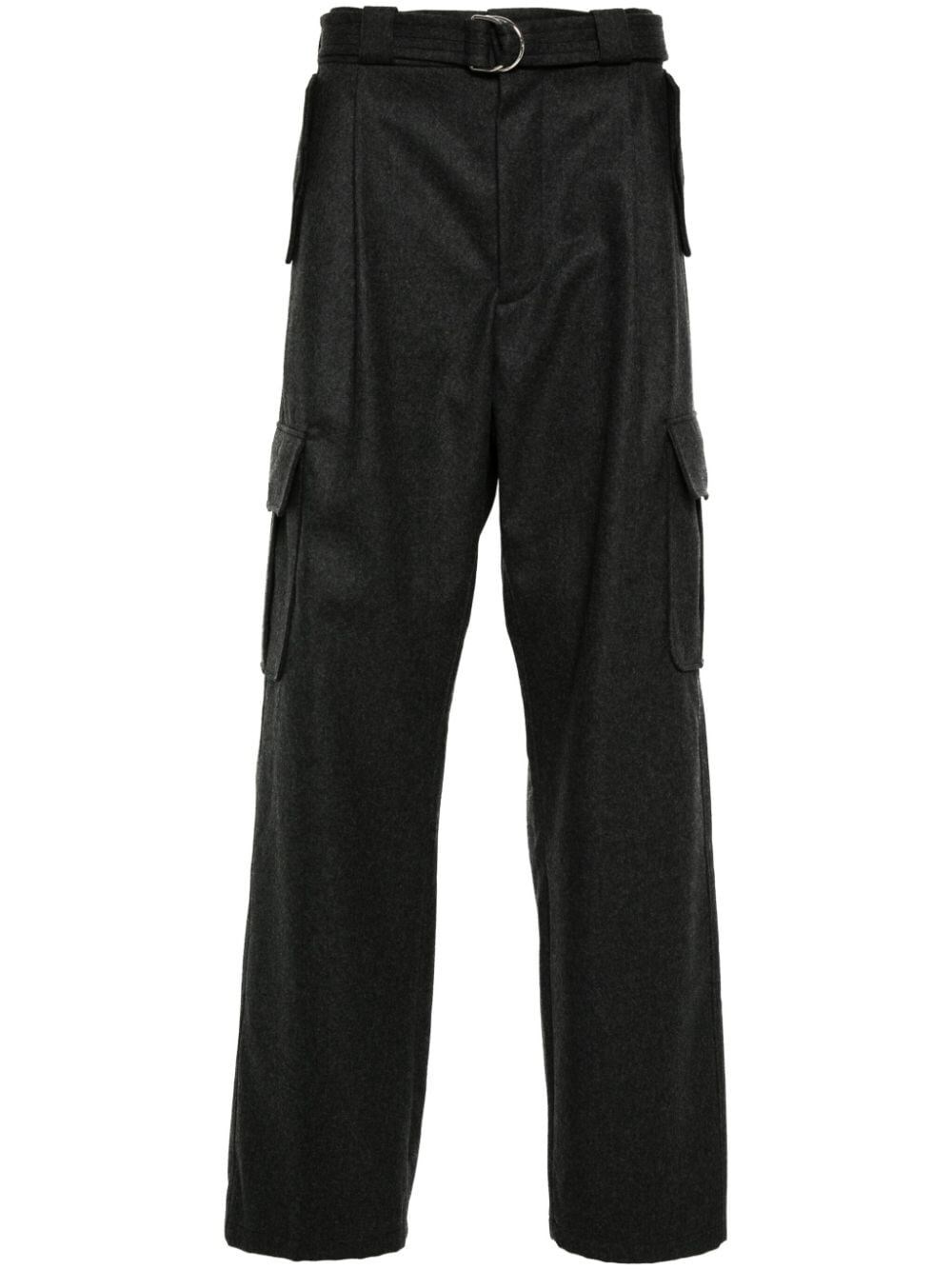 Prada Graphite Wool Cargo Pant In Gray