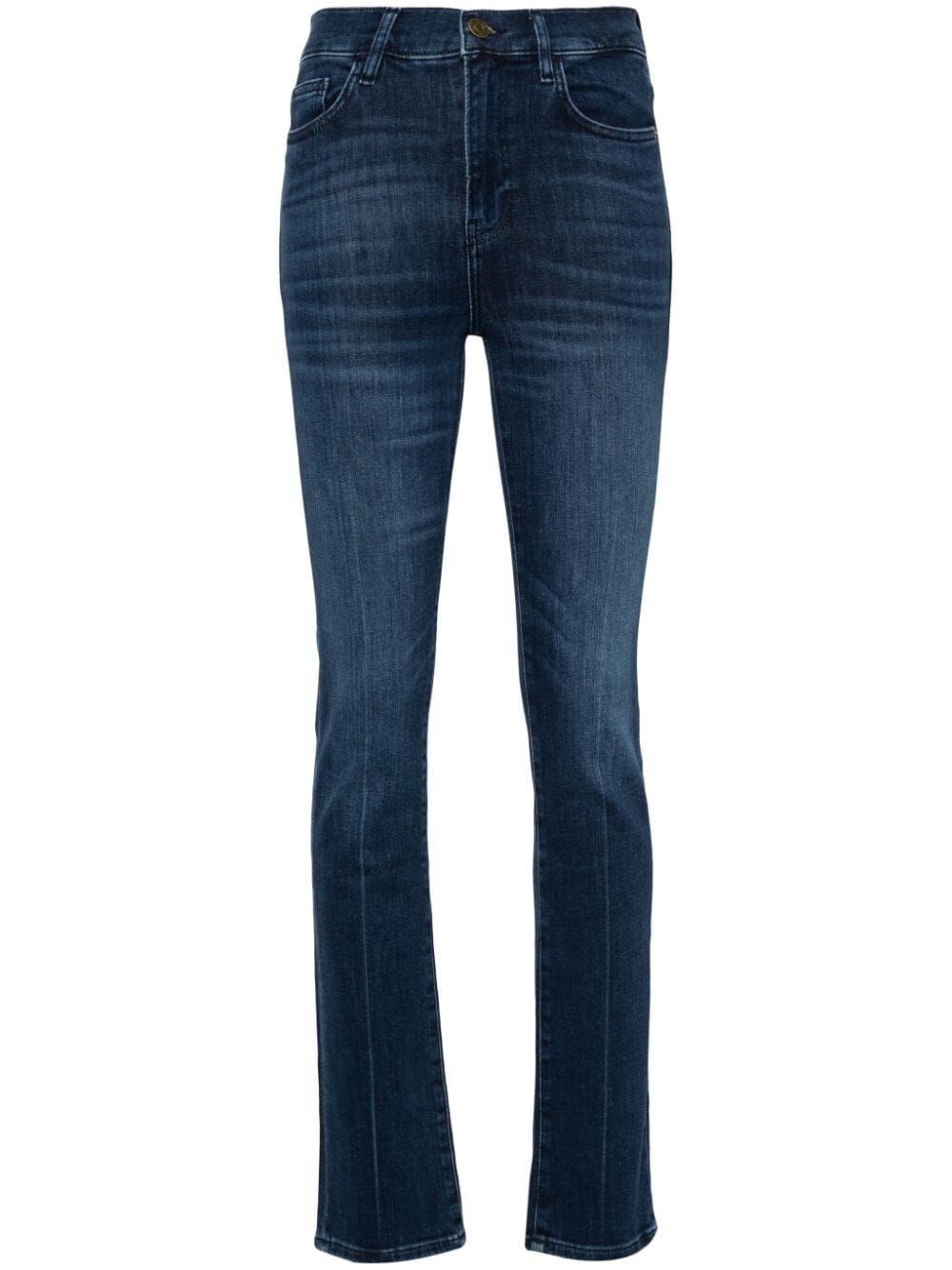 Shop Frame Woman `le High Straight Long` Jeans In Blue