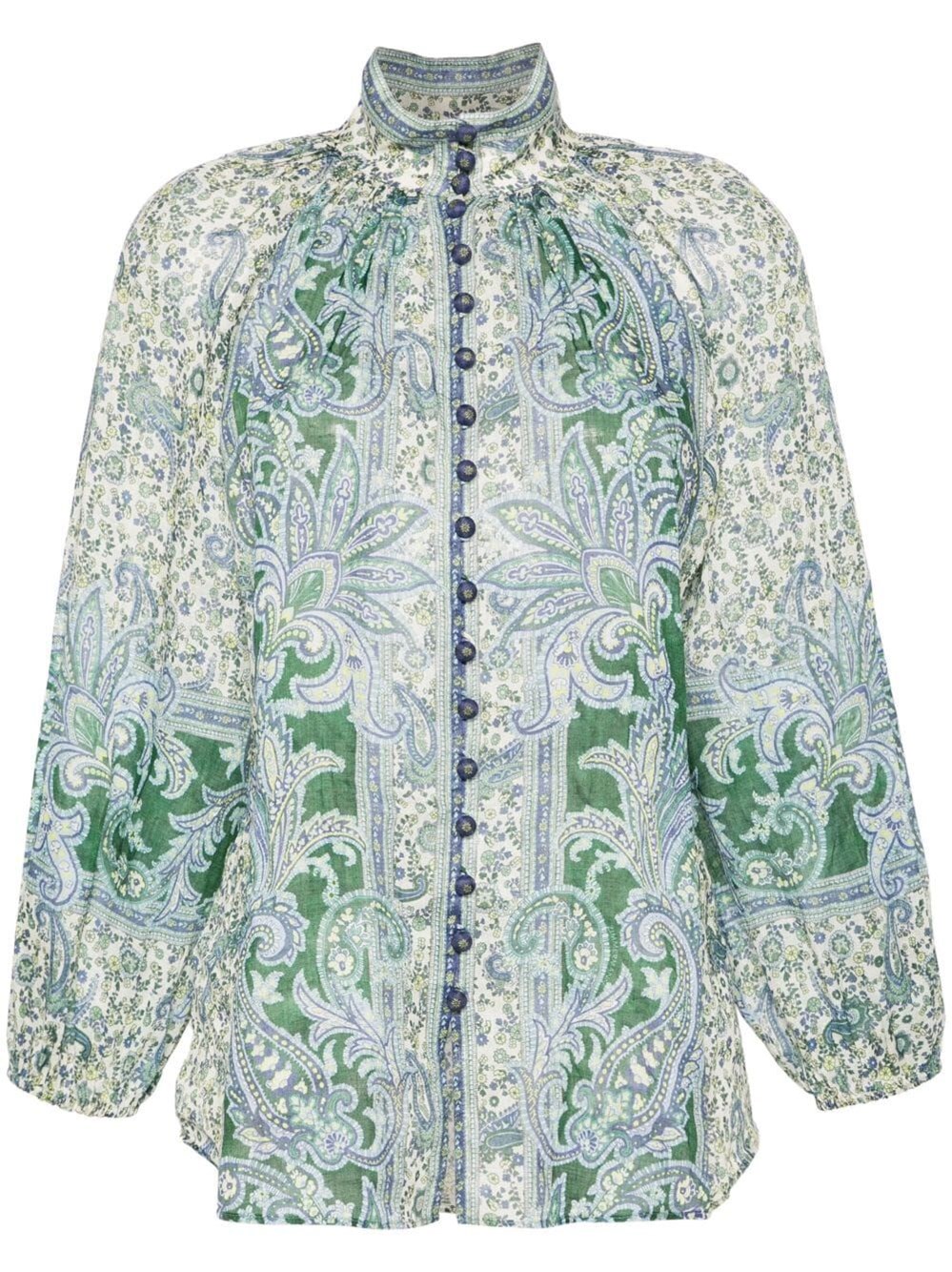 Shop Zimmermann `ottie Billow` Blouse In Green