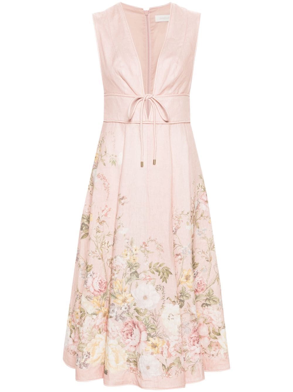 Shop Zimmermann `waverly Plunge` Midi Dress In Pink