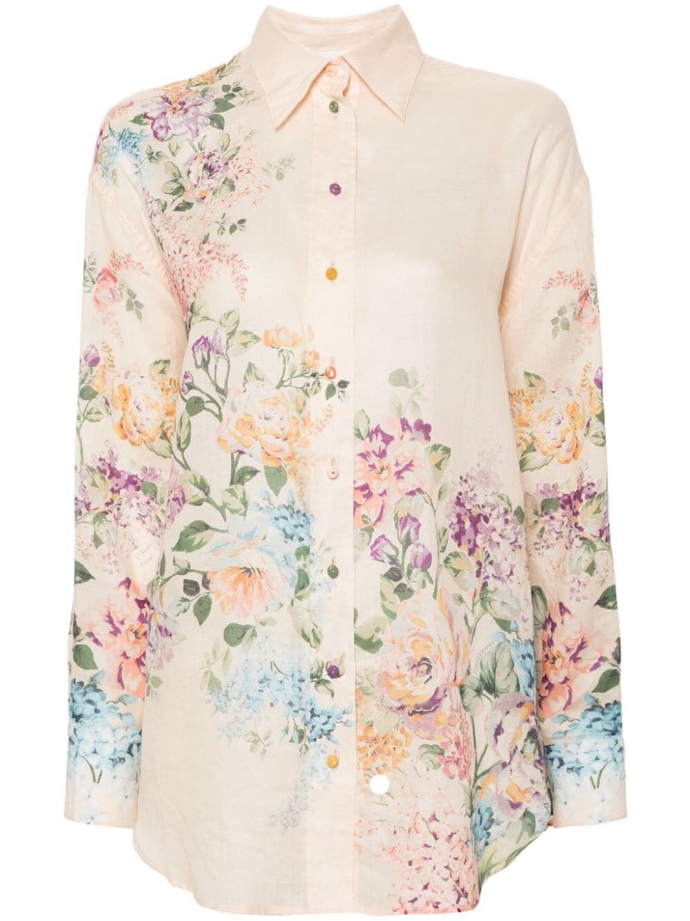 Shop Zimmermann `halliday` Relaxed Shirt In Beige