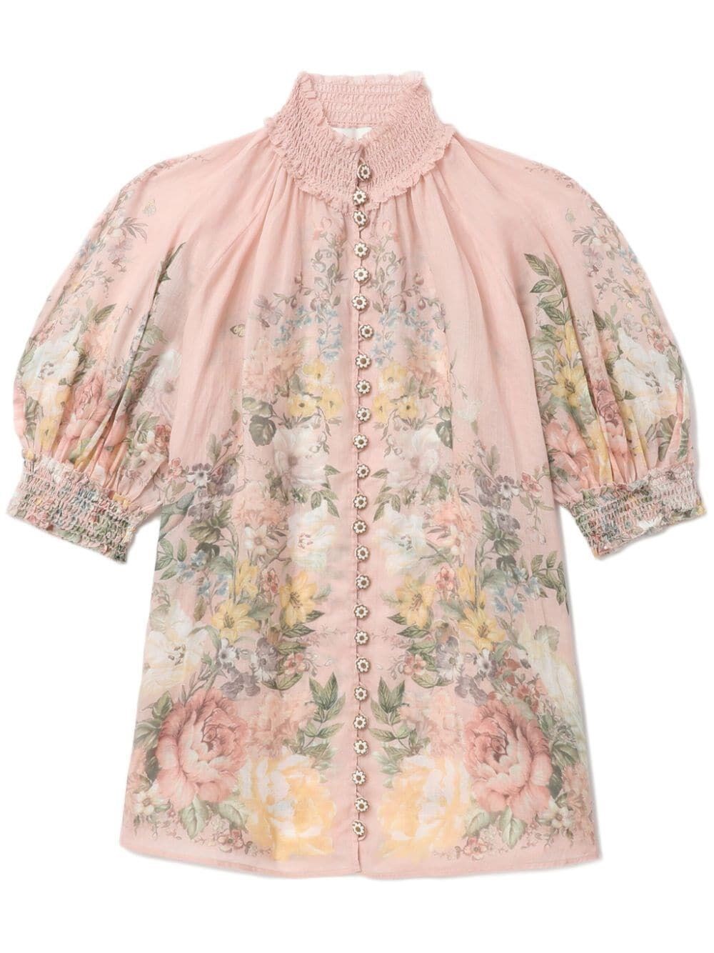 Shop Zimmermann `waverly` Short Sleeve Blouse In Pink