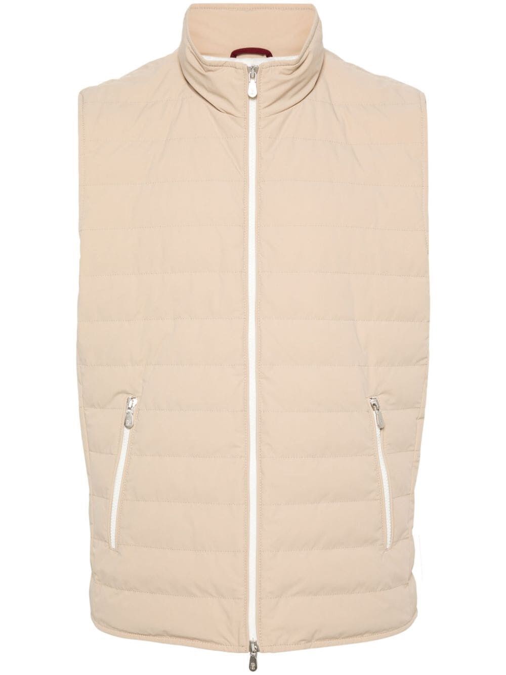 Shop Brunello Cucinelli Water Resistant Padded Vest In Beige