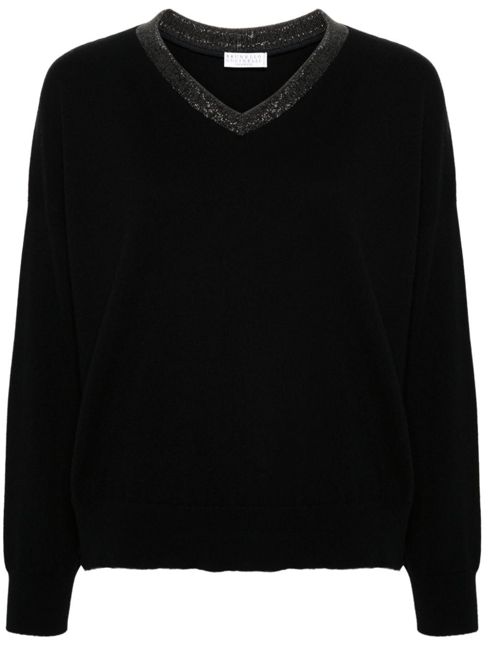 Shop Brunello Cucinelli Long Sleeve V-neck Sweater In Black  