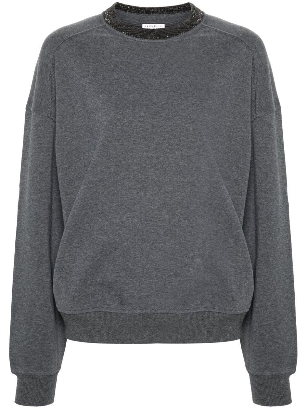 Shop Brunello Cucinelli Long Sleeve Crew-neck Sweatshirt In Gray