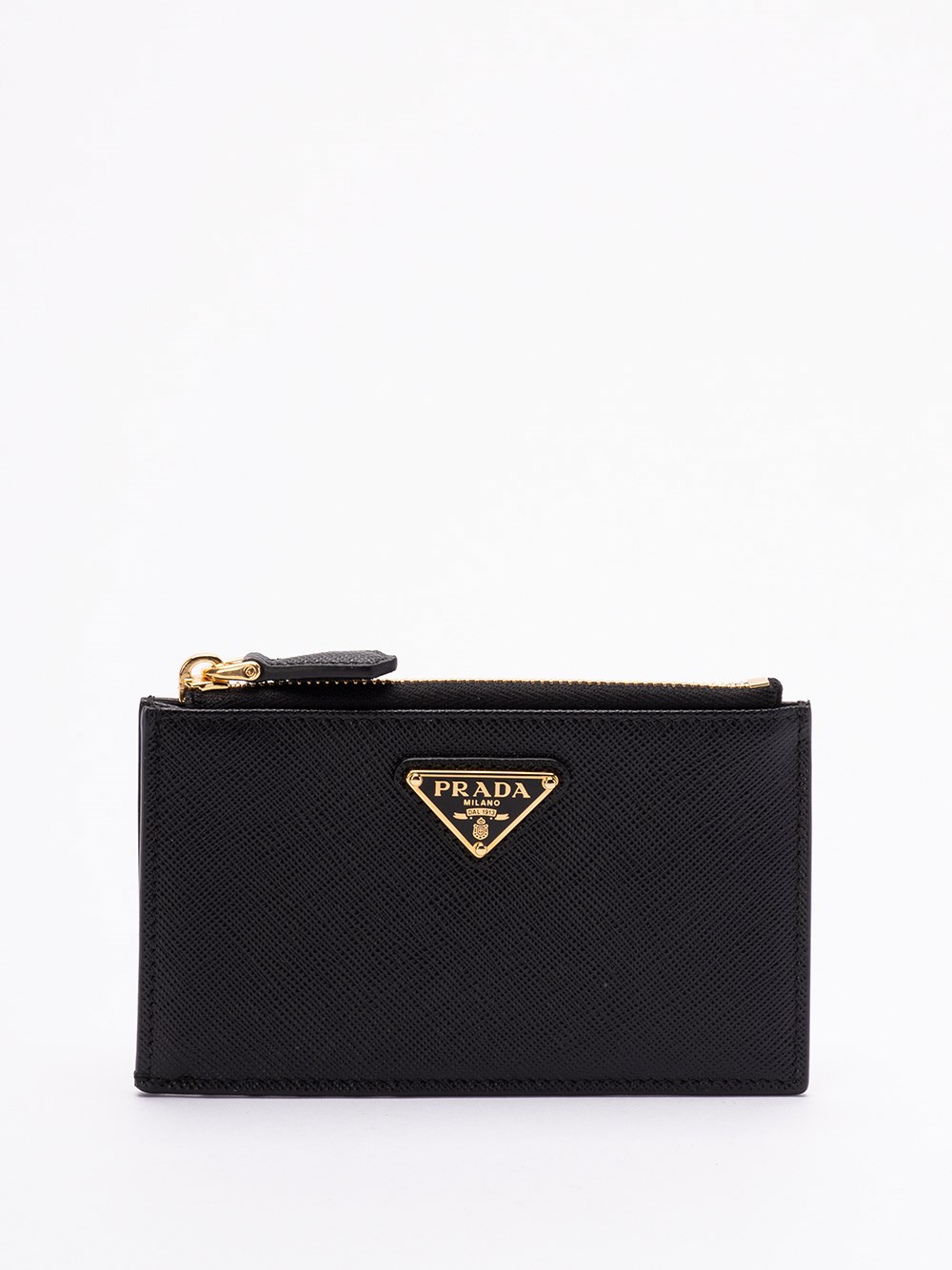 Shop Prada Saffiano Leather Card Holder In Black  