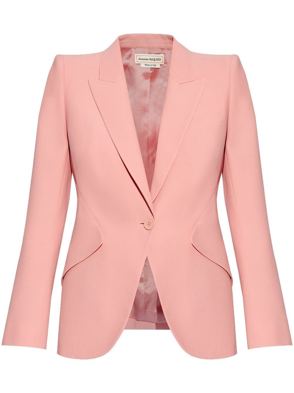 Shop Alexander Mcqueen Peak Shoulder One Button Jacket In Pink