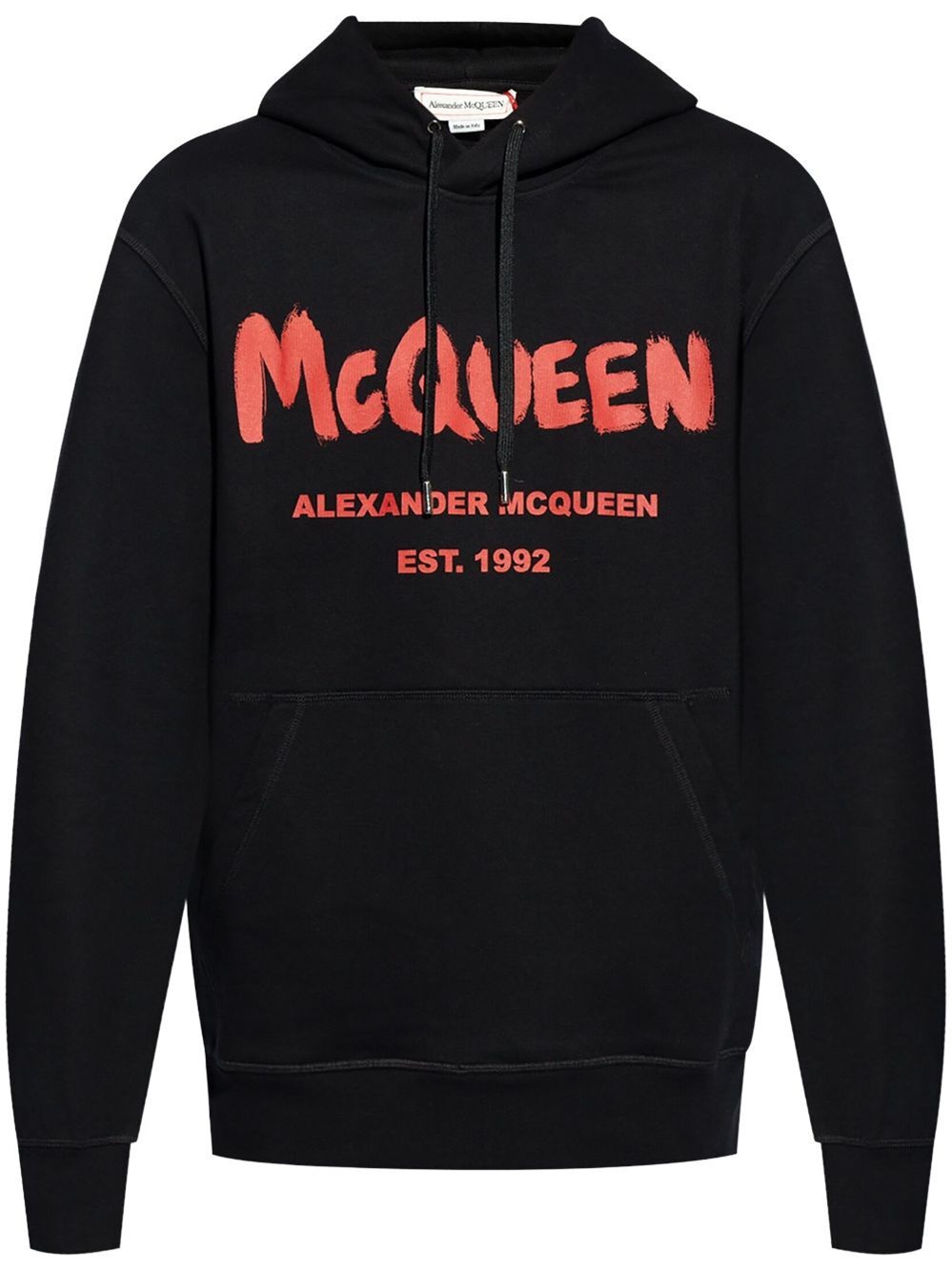 Shop Alexander Mcqueen `graffiti` Print Hoodie In Black  